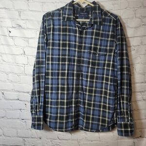 American Eagle Slim Fit Plaid Flannel Shirt Mens Large Blue Black Long Sleeve L